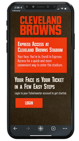 Cleveland Browns Facial Biometrics Registration Site