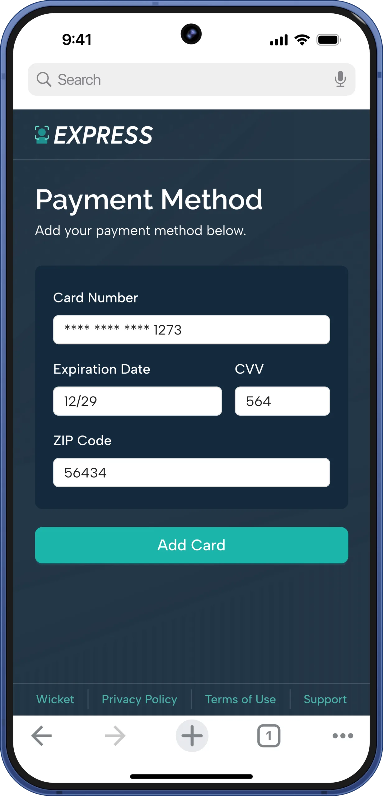 Facial Payments Enroll Screen