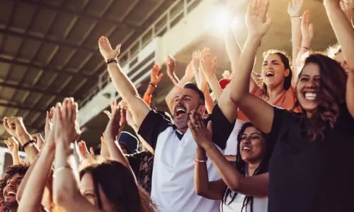 Fans in a Crowd at a Stadium